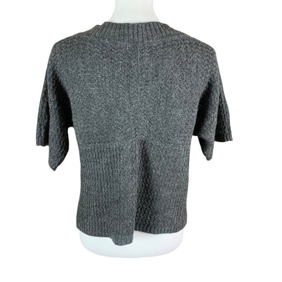 Nomadic Traders Gray Short Sleeve Cardigan Medium Textured Knit Button Front - Picture 2 of 3